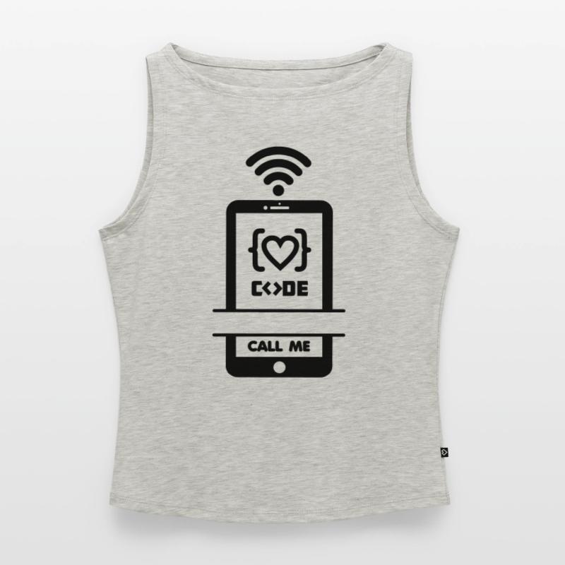 Codist Call me phone code heart Women’s Organic Boat Neck Tank Top