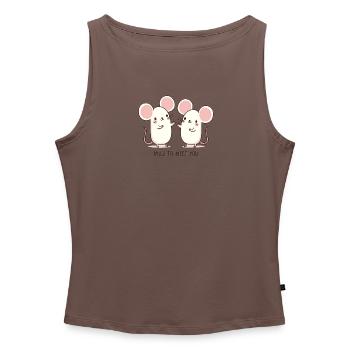 Mice to meet you Maus - Frauen Organic Tank Top mit U-Boot-Ausschnitt - Grau meliert - Vorne - Selfina (174cm)
