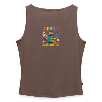 Coordinateur du Chaos – Chemise Funny Sayings pour Elt - Débardeur femme à encolure bateau bio - gris chiné - Devant - Selfina (174cm)