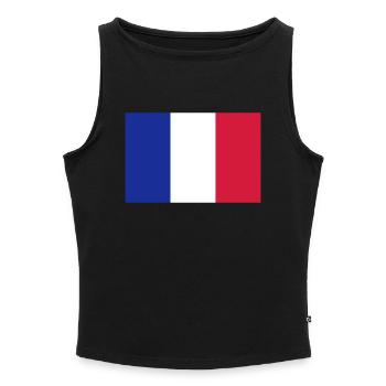 French Flag - Débardeur femme à encolure bateau bio - noir - Devant - Selfina (174cm)