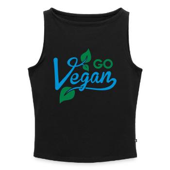 go vegan - Débardeur femme à encolure bateau bio - noir - Devant - Selfina (174cm)