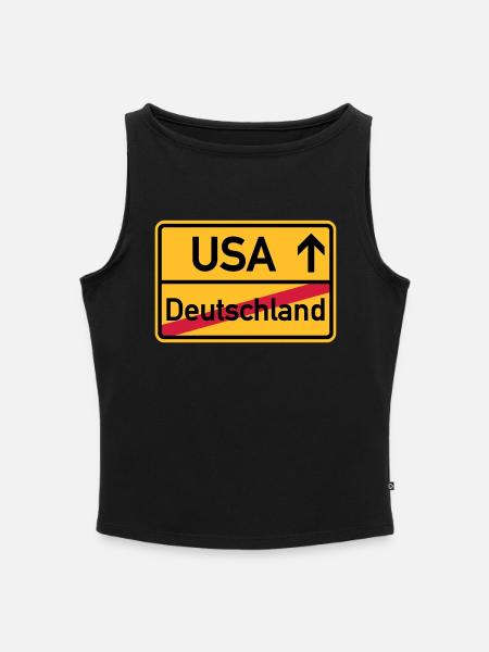 USA - Frauen Organic Tank Top mit U-Boot-Ausschnitt - Schwarz
