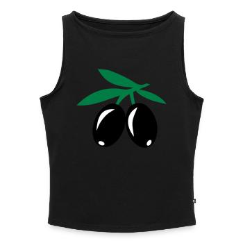 Olives - Women’s Organic Boat Neck Tank Top - black - Front - Selfina (174cm)