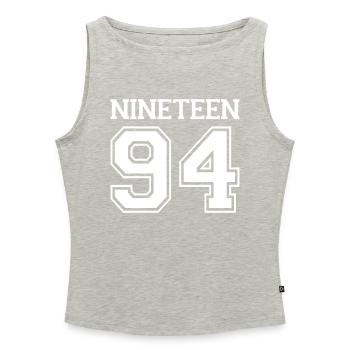 1994 - Frauen Organic Tank Top mit U-Boot-Ausschnitt - Grau meliert - Vorne - Selfina (174cm)