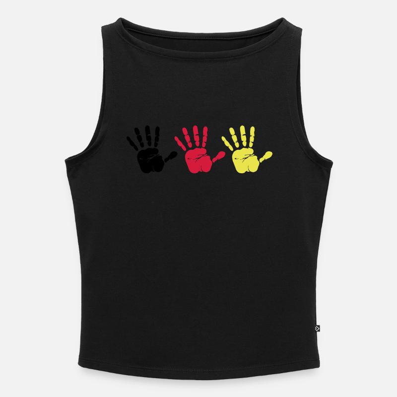 Handabdruck Trio - Frauen Organic Tank Top mit U-Boot-Ausschnitt - Schwarz