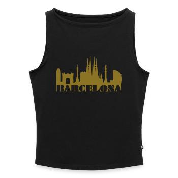 Skyline Barcelona Espagne - Débardeur femme à encolure bateau bio - noir - Devant - Selfina (174cm)