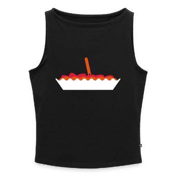 Yummy Currywurst - Frauen Organic Tank Top mit U-Boot-Ausschnitt - Grau meliert - Vorne - Selfina (174cm)