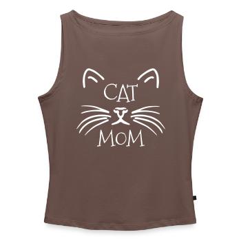 CAT MOM - écrou - Débardeur femme à encolure bateau bio - gris chiné - Devant - Selfina (174cm)