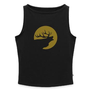 Roaring deer - Women’s Organic Boat Neck Tank Top - black - Front - Selfina (174cm)