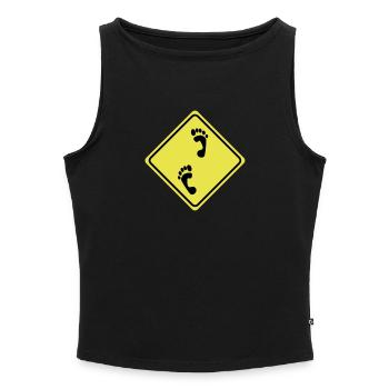 Warning barefoot - 2 Color Vector - Women’s Organic Boat Neck Tank Top - black - Front - Selfina (174cm)