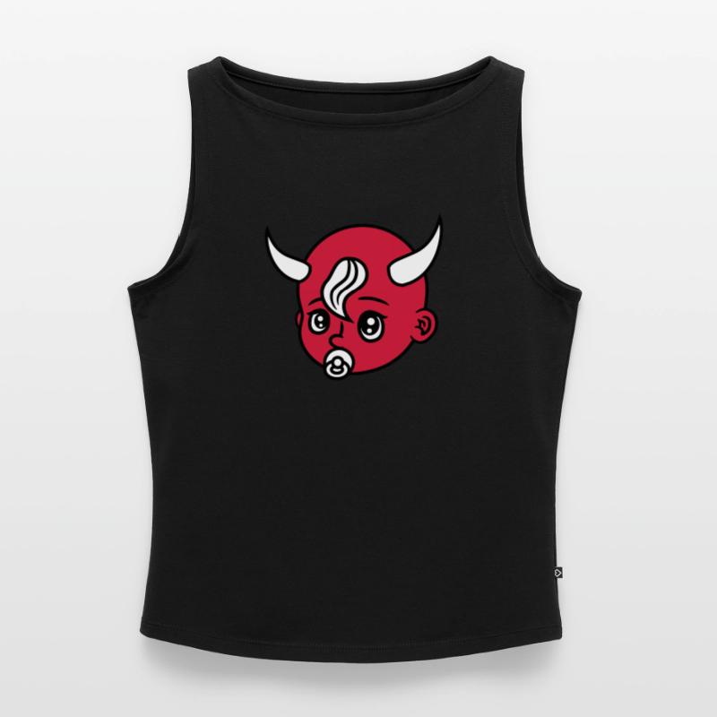 head face evil devil demon hell devil satan crawli Women’s Organic Boat Neck Tank Top