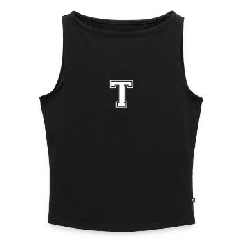 t - Frauen Organic Tank Top mit U-Boot-Ausschnitt - Schwarz - Vorne - Selfina (174cm)