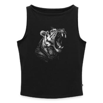 Tiger - Women’s Organic Boat Neck Tank Top - heather grey - Front - Selfina (174cm)