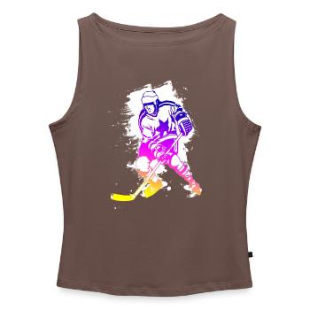 eishockey rainbow spritzer hockeyspieler tor cool - Frauen Organic Tank Top mit U-Boot-Ausschnitt - Grau meliert - Vorne - Selfina (174cm)