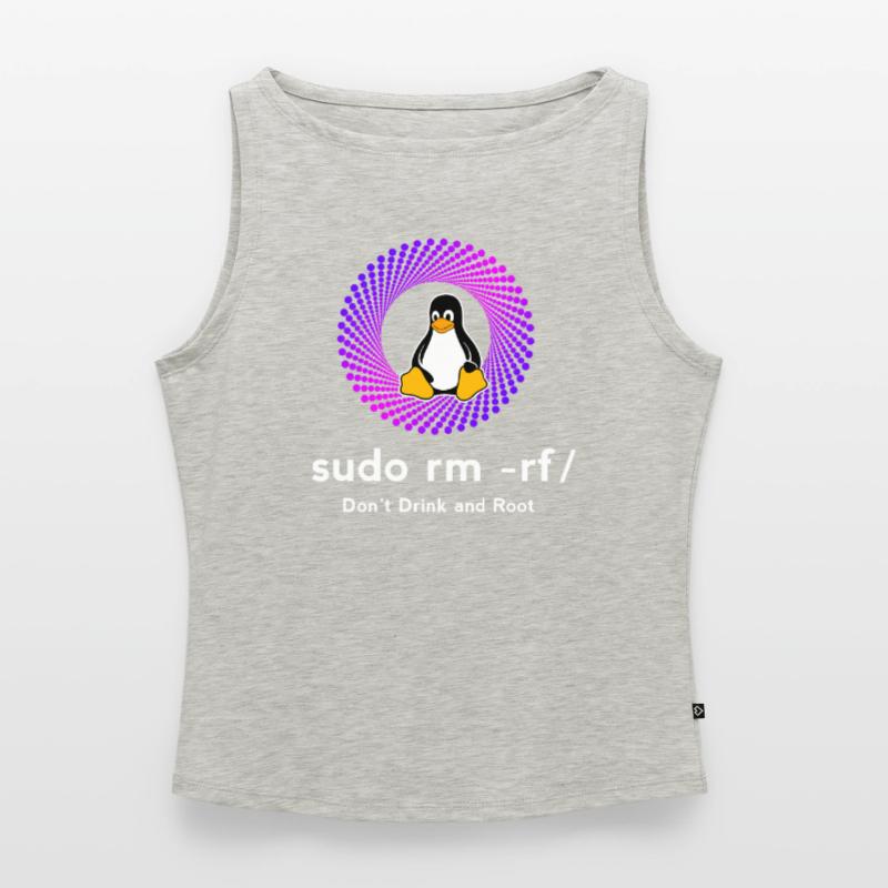 Ordinateur Sys admin Penguin Nerd pc sudo rm -rf cod Débardeur femme à encolure bateau bio
