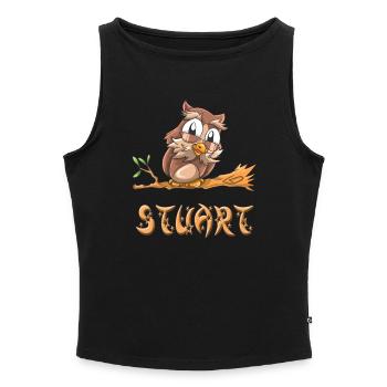 Owl Stuart - Débardeur femme à encolure bateau bio - noir - Devant - Selfina (174cm)