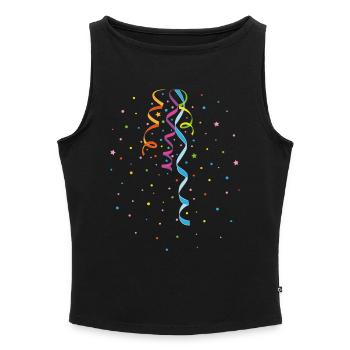 Karneval Luftschlangen Konfetti Silvester Fasching - Frauen Organic Tank Top mit U-Boot-Ausschnitt - Schwarz - Vorne - Selfina (174cm)