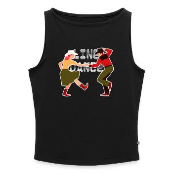 Line Dance - Women’s Organic Boat Neck Tank Top - black - Front - Selfina (174cm)