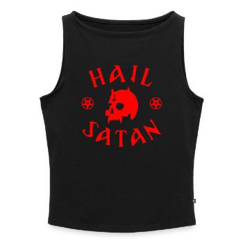 Hail Satan - Women’s Organic Boat Neck Tank Top - black - Front - Selfina (174cm)