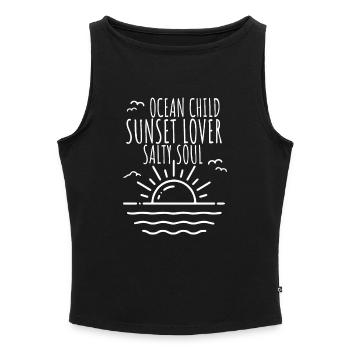 Ocean Child Sunset Lover Salty Soul Meer Liebe - Frauen Organic Tank Top mit U-Boot-Ausschnitt - Schwarz - Vorne - Selfina (174cm)