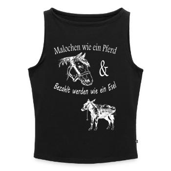 Malochen wie ein Pferd - Frauen Organic Tank Top mit U-Boot-Ausschnitt - Grau meliert - Vorne - Selfina (174cm)