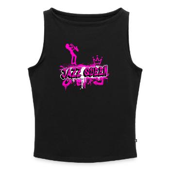 Graffiti de Jazz Queen - Débardeur femme à encolure bateau bio - noir - Devant - Selfina (174cm)