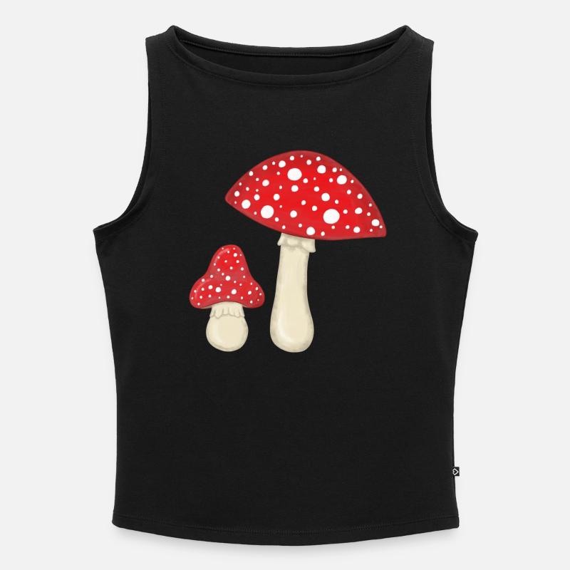 Fly agarics - Women’s Organic Boat Neck Tank Top - black