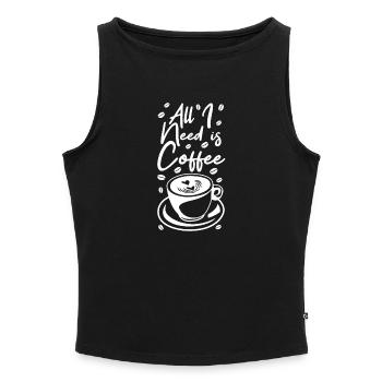 Funny coffee saying - Women’s Organic Boat Neck Tank Top - black - Front - Selfina (174cm)