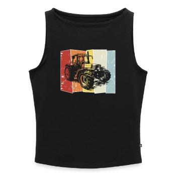 Traktor Deutz retro style - Frauen Organic Tank Top mit U-Boot-Ausschnitt - Grau meliert - Vorne - Selfina (174cm)