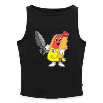 Hot-dog comme coiffeur avec ciseaux - Débardeur femme à encolure bateau bio - gris chiné - Devant - Selfina (174cm)