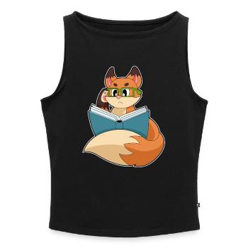 Lunettes de livres Fox Nerd - Débardeur femme à encolure bateau bio - gris chiné - Devant - Selfina (174cm)