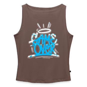 Game Over Graffiti Blau - Frauen Organic Tank Top mit U-Boot-Ausschnitt - Grau meliert - Vorne - Selfina (174cm)