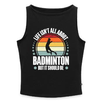 Badminton - Débardeur femme à encolure bateau bio - noir - Devant - Selfina (174cm)