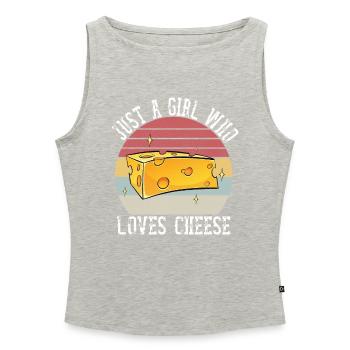 Just A Girl Who Loves Cheese Shirt Cheese Lover - Frauen Organic Tank Top mit U-Boot-Ausschnitt - Grau meliert - Vorne - Selfina (174cm)