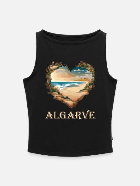 Algarve, Portugal. Heart Beach - Frauen Organic Tank Top mit U-Boot-Ausschnitt - Schwarz