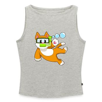 Katze Taucher Schnorchel Tauchen - Frauen Organic Tank Top mit U-Boot-Ausschnitt - Grau meliert - Vorne - Selfina (174cm)