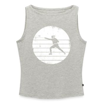 Fechter Zeichnung - Frauen Organic Tank Top mit U-Boot-Ausschnitt - Grau meliert - Vorne - Selfina (174cm)