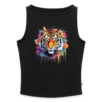 Tiger - Women’s Organic Boat Neck Tank Top - heather grey - Front - Selfina (174cm)