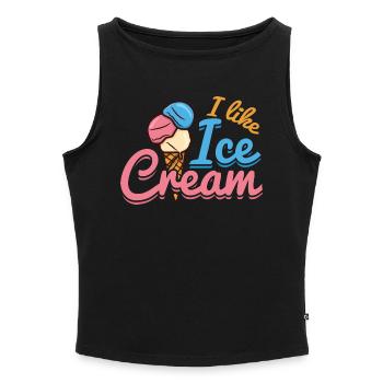 Amour de la crème glacée - Débardeur femme à encolure bateau bio - noir - Devant - Selfina (174cm)
