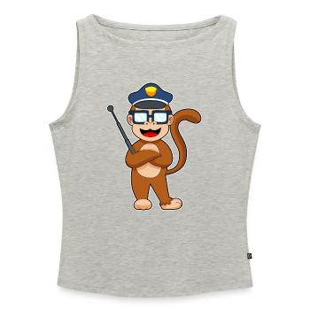 Monkey Policeman Matraque Police - Débardeur femme à encolure bateau bio - gris chiné - Devant - Selfina (174cm)