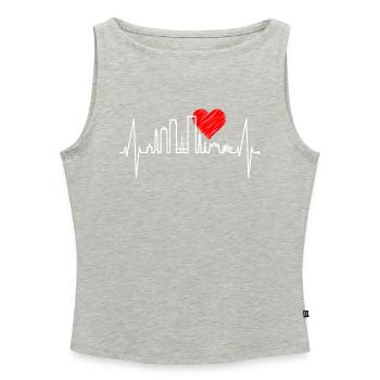 Boston Skyline Heartbeat USA Fan Heart Pulse Love - Women’s Organic Boat Neck Tank Top - heather grey - Front - Selfina (174cm)