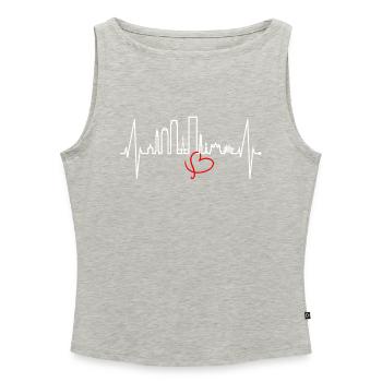 Boston Skyline Heartbeat USA Fan Heart Pulse Love - Women’s Organic Boat Neck Tank Top - heather grey - Front - Selfina (174cm)