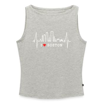 Boston Skyline Heartbeat USA Fan Heart Pulse Love - Women’s Organic Boat Neck Tank Top - heather grey - Front - Selfina (174cm)