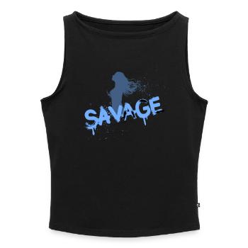 Sauvage - Débardeur femme à encolure bateau bio - noir - Devant - Selfina (174cm)