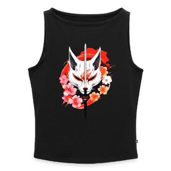 Kitsune Masque De Renard Kumiho Samouraï Japon Anime - Débardeur femme à encolure bateau bio - noir - Devant - Selfina (174cm)