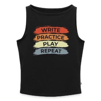 Ukulele Motivation Vintage Look - Frauen Organic Tank Top mit U-Boot-Ausschnitt - Schwarz - Vorne - Selfina (174cm)
