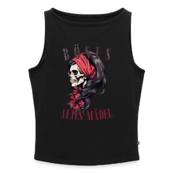 Böses Altes Mädel Bikerin Rosen Schädel Bandana - Frauen Organic Tank Top mit U-Boot-Ausschnitt - Schwarz - Vorne - Selfina (174cm)