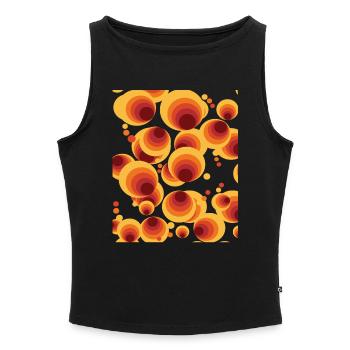 Abstract Polka Dots Circle Pattern - Women’s Organic Boat Neck Tank Top - black - Front - Selfina (174cm)
