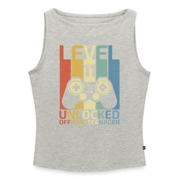 Level 11 Freigeschalteter offizieller Teenager - Frauen Organic Tank Top mit U-Boot-Ausschnitt - Grau meliert - Vorne - Selfina (174cm)