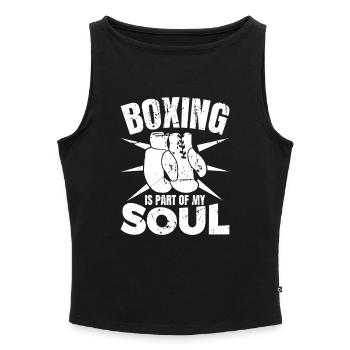 La boxe fait partie de mon âme - Débardeur femme à encolure bateau bio - gris chiné - Devant - Selfina (174cm)